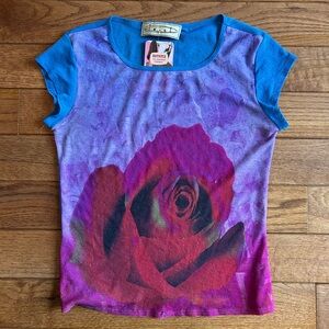 Y2K 90s sheer rose top